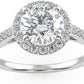 IGI Certified 14K White Gold 3/4 to 1-7/8 Cttw Brilliant-Cut Lab Created Diamond Halo Engagement Ring with French Set Band (Center Stone: G-H Color, VS1-VS2 Clarity)