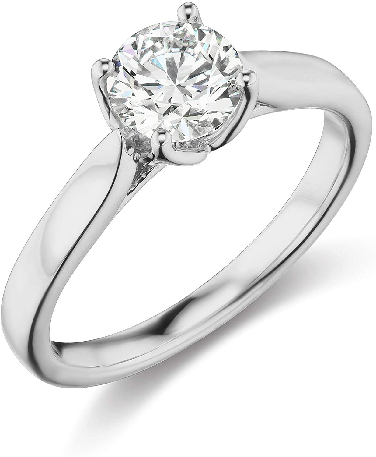 IGI Certified 1.0 Carat Round Brilliant-Cut Lab Created Diamond 14K Gold Classic 4-Prong Solitaire Engagement Ring (I-J Color, VS1-VS2 Clarity) - 14K White Gold, Size 7-3/4