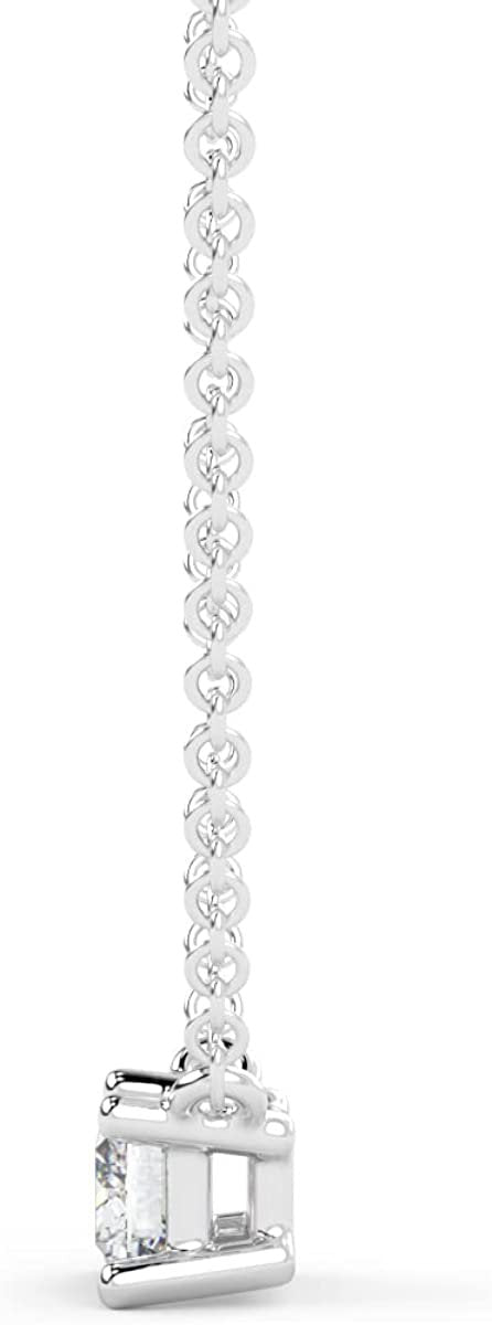 IGI Certified 1/4 Ct Emerald Cut Lab Grown Diamond 14K Gold East-West Solitaire Necklace (G-H Color, VS1-VS2 Clarity) - 18” - Choice of Metal Color