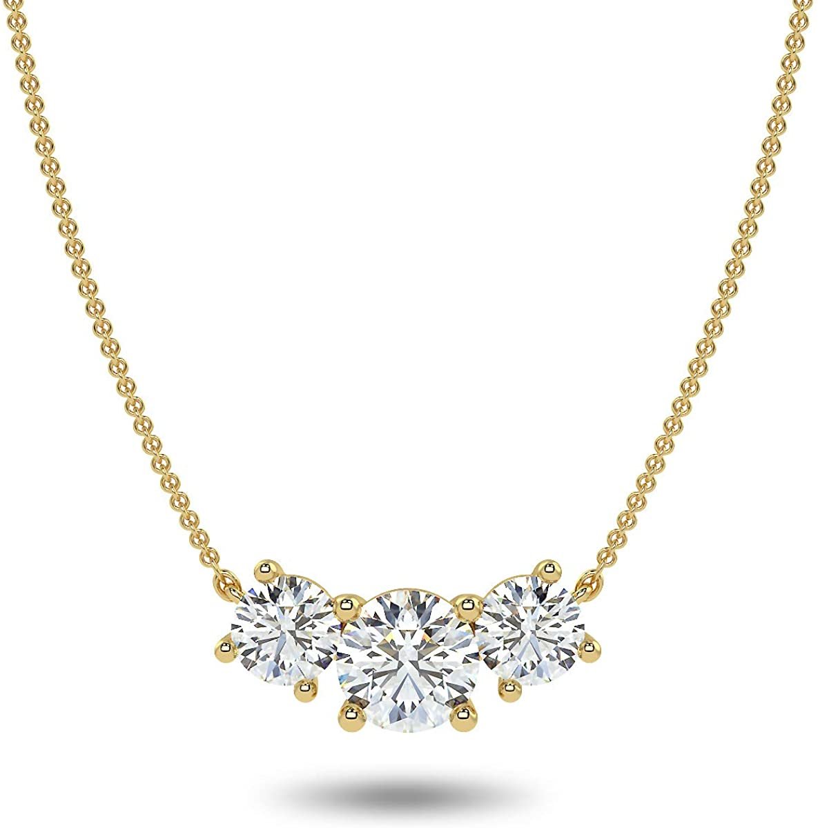 Diamond 5-Stone Necklace 1/6 ct tw Round Sterling Silver 17