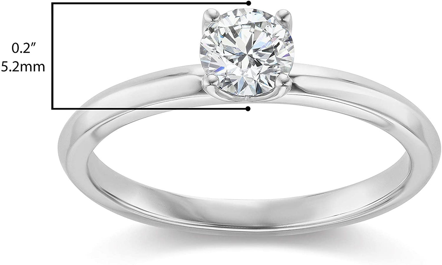 IGI Certified 1/2 Carat Round Brilliant-Cut Lab Created Diamond 14K Gold Classic 4-Prong Solitaire Engagement Ring (G-H Color, VS1-VS2 Clarity) - 14K White Gold, Size 5-1/4