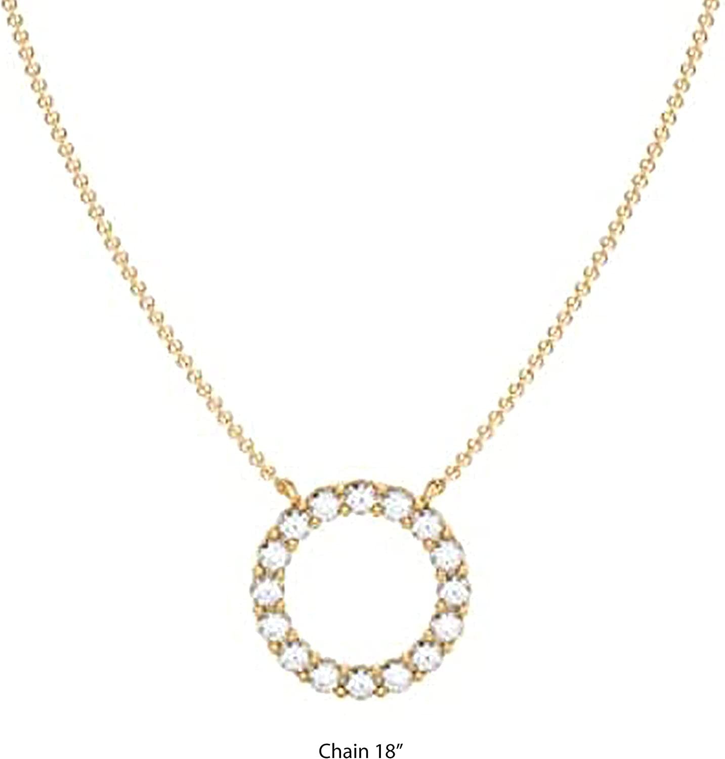 10K Gold 1/2 CTTW Lab Grown Diamond Open Circle Pendant Necklace (G-H Color, SI1-SI2 Clarity), 18" - Choice of Gold Color