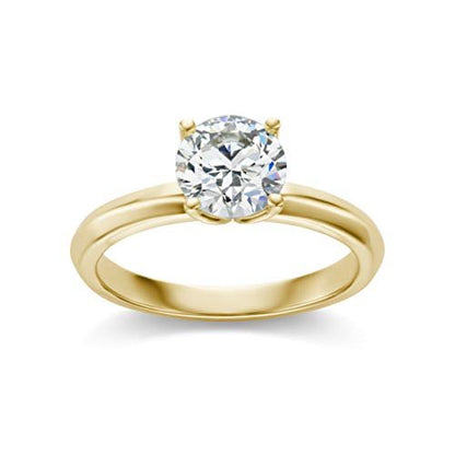 IGI Certified 1-1/2 Carat Round Brilliant-Cut Lab Created Diamond 14K Gold Classic 4-Prong Solitaire Engagement Ring (I-J Color, VS1-VS2 Clarity) - 14K Yellow Gold, Size 7