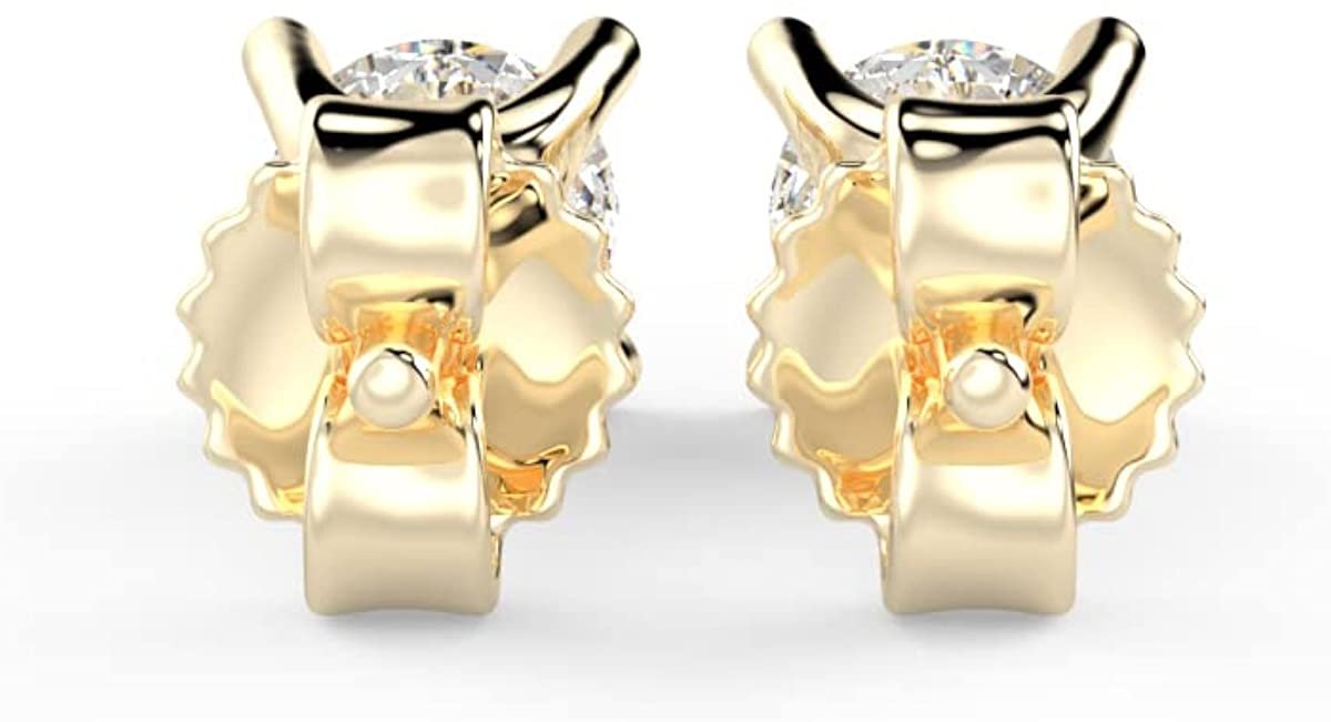 IGI Certified 1/2 Cttw Brilliant Cut Lab Grown Diamond 14K Gold 4-Prong Pushback Stud Earrings (G-H Color, VS1-VS2 Clarity) - Choice of Gold Color