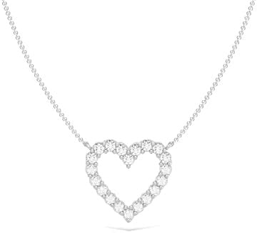 .925 Sterling Silver 3/4 Carat Lab Grown Diamond Open Heart Pendant Necklace (G-H Color, SI1-SI2 Clarity), 18"
