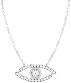 .925 Sterling Silver 1/2 Cttw Lab Grown Diamond Bezel Set Evil Eye of Horus Pendant Necklace (G-H Color, SI1-SI2 Clarity), 18"