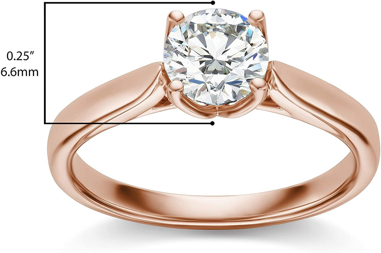 1.0 to 1-1/2 Carat Lab Created Diamond 14K Rose Gold Classic Engagement Ring