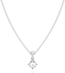 .925 Sterling Silver 1/3 Carat Round Brilliant Cut Lab Grown Diamond Solitaire Pendant Necklace (G-H Color, SI1-SI2 Clarity), 18"