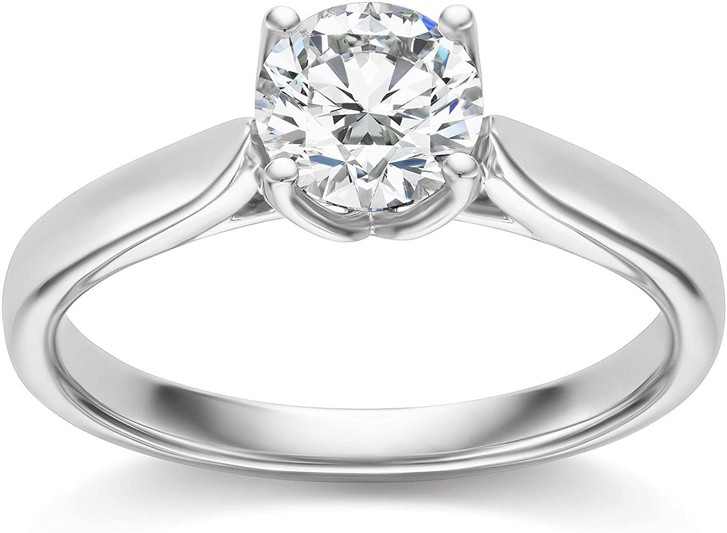 IGI Certified 1-1/2 Carat Round Brilliant-Cut Lab Created Diamond 14K Gold Classic 4-Prong Solitaire Engagement Ring (I-J Color, VS1-VS2 Clarity) - 14K White Gold, Size 6-1/4