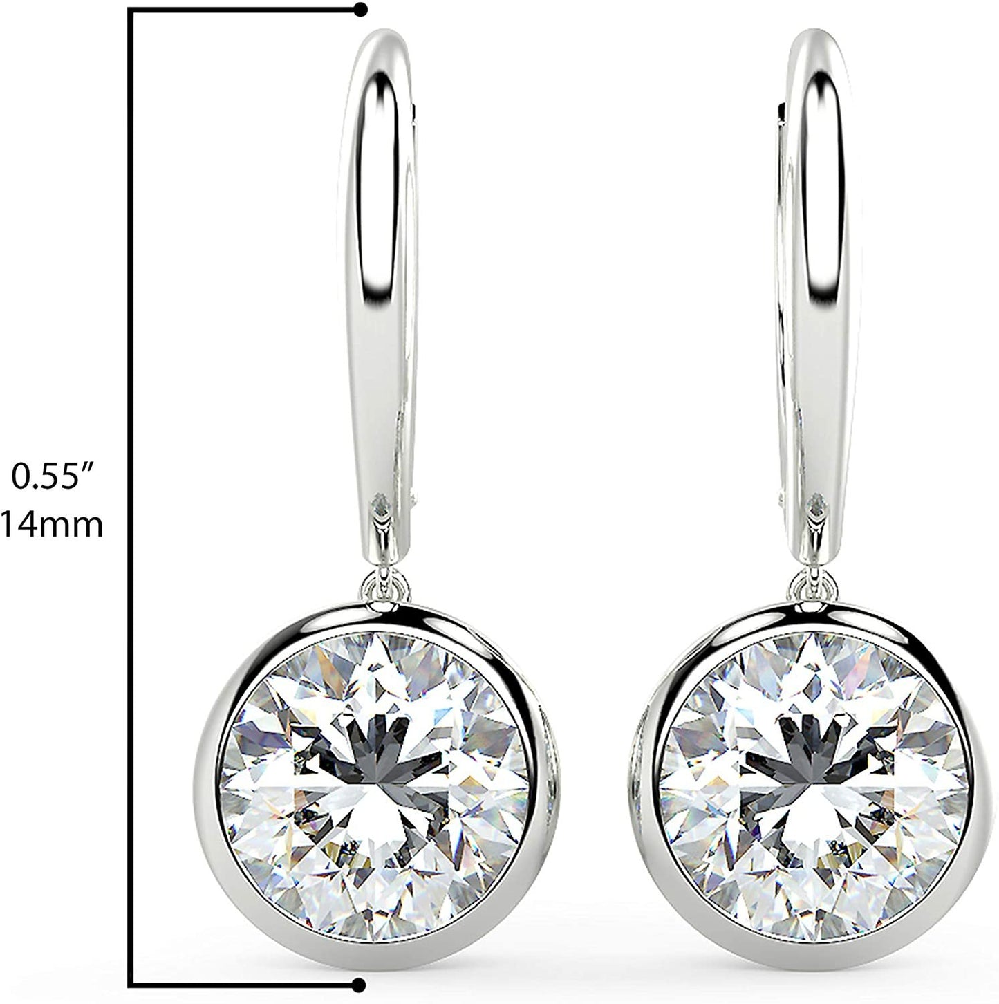 IGI Certified 1.0 Cttw Round Brilliant-Cut Lab Grown Diamond 14K Gold Bezel-Set Leverback Drop Earrings (G-H Color, VS1-VS2 Clarity) - Choice of 14K Gold Color and carat weight