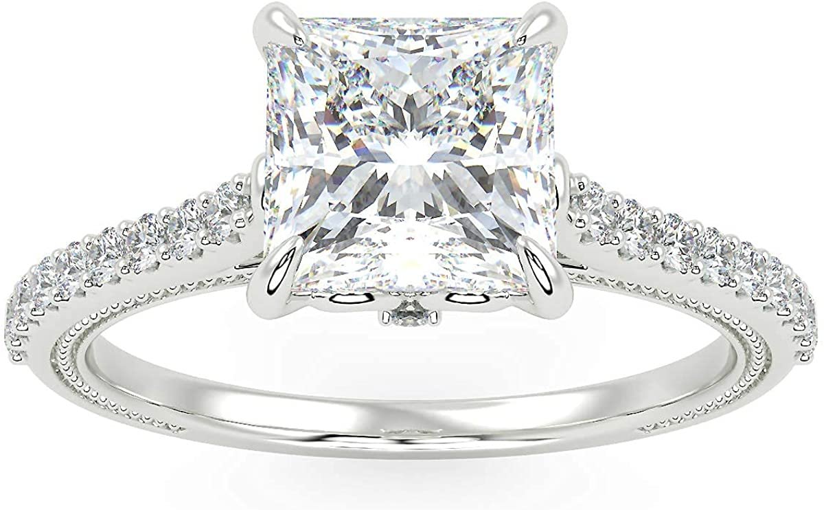 2.0 CT Princess Cut Lab Created Diamond Solitaire Engagement Ring