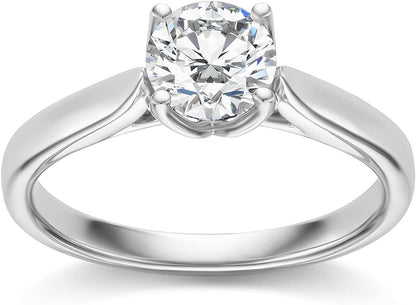 IGI Certified 1.0 Carat Round Brilliant-Cut Lab Created Diamond 14K Gold Classic 4-Prong Solitaire Engagement Ring (I-J Color, VS1-VS2 Clarity) - 14K White Gold, Size 7-3/4