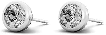 Certified 14K Gold 1.0 Cttw Round Brilliant-Cut Lab Grown Diamond Modern Bezel-Set Solitaire Stud Earrings (G-H Color, VS1-VS2 Clarity)