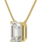 IGI Certified 14K Gold 1/3 to 1-1/2 Carat Rectangular Emerald-Cut Lab Grown Diamond Suspended Solitaire Pendant Necklace (G-H Color, VS1-VS2 Clarity), 18" - Choice of Gold Color, Weights