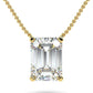 IGI Certified 14K Gold 1/3 to 1-1/2 Carat Rectangular Emerald-Cut Lab Grown Diamond Suspended Solitaire Pendant Necklace (G-H Color, VS1-VS2 Clarity), 18" - Choice of Gold Color, Weights